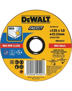 Круг отрезной DT43902, быстрый рез, 125 x 22.2 x 1 мм, тип 41 Dewalt