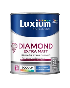 Краска в/д Trade Diamond Extra matt база BС для стен и потолков 0,9л бесцветная, арт.5273954 Dulux