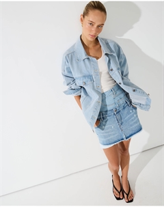 Юбка джинсовая мини двойная голубого цвета 2mood