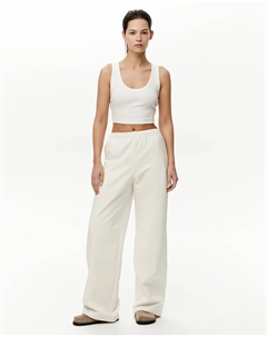 Брюки из плотного футера молочного цвета 2mood