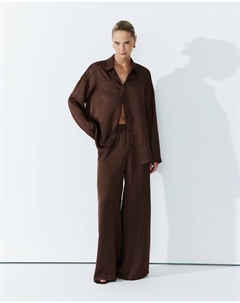 Брюки из вискозы шоколадного цвета 2mood