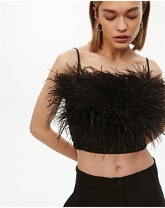Топ с перьями черного цвета 2mood