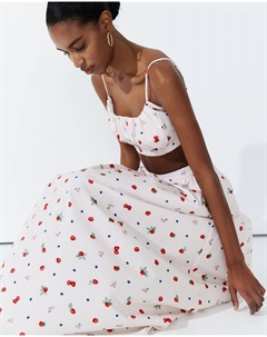 Топ укороченный из принтованного хлопка молочного цвета 2mood