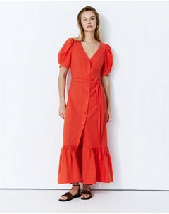Платье миди изо льна красного цвета 2mood