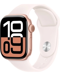 Watch Series 10, 42 мм, корпус из алюминия цвета «розовое золото», спортивный ремешок цвета «румянец» M/L Apple