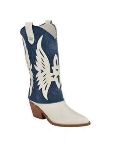 Женские ботинки Raegan Fold Over Silhouette Block Heel в стиле вестерн, белый Guess