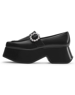 Туфли на платформе женские низкие черные черные Charles&keith