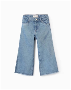 Джинсы для девочек широкого кроя с необработанным краем, синий Zippy