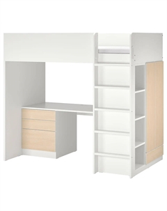 Кровать-чердак SMÅSTAD, 90x200 см, цвет white birch Ikea