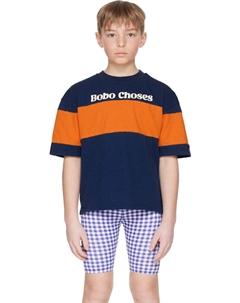 Детская темно-синяя футболка «» с цветными блоками Bobo choses