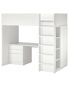 Кровать-чердак SMÅSTAD, 90x200 см, цвет white with frame Ikea