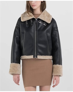 Женская куртка с овчиной и пряжками, черный Replay