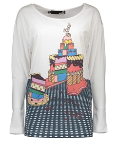 Кофта женская с длинным рукавом с принтом, белый Love moschino