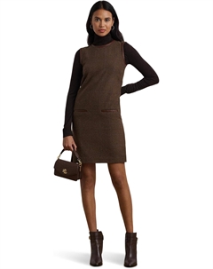 Платье Checked Wool-Blend Shift Dress, цвет Brown/Tan/Purple Multi Lauren ralph lauren