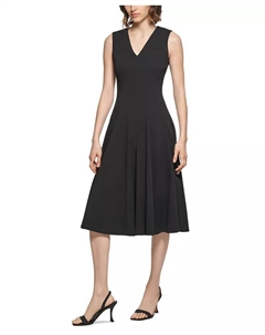 Платье миди с V-образным вырезом, фиолетовый Calvin klein