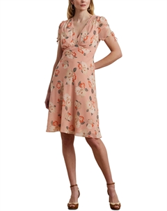Платье Floral Georgette Short-Sleeve Dress, цвет Pink Multi Lauren ralph lauren