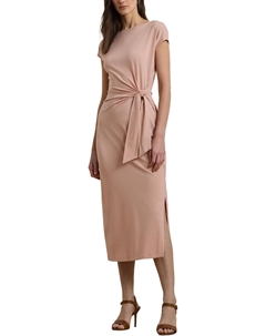 Платье Tie-Front Jersey Boatneck Midi Dress, цвет Sunrise Blush Lauren ralph lauren