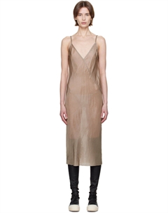 Платье-комбинация миди Hollywood серо-коричневого цвета Rick owens