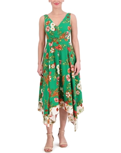 Платье Printed Handker Cheif Hem Midi, цвет Green Multi Vince camuto