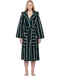 Зеленый и белый махровый халат с капюшоном Tekla