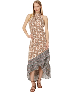 Платье Halter Neck Sleeveless Maxi Dress With Asymmetrcal Ruffle, цвет Rainy Day Vince camuto