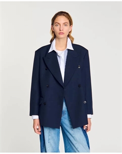 Женский двубортный пиджак, темно-синий Sandro