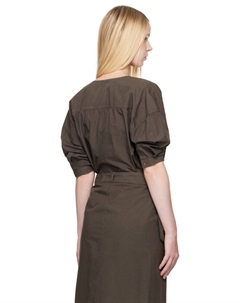 Коричневая рубашка с коротким рукавом Twisted Lemaire