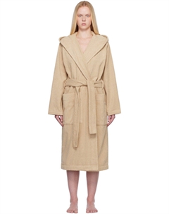 Бежевый махровый халат с капюшоном Tekla