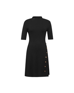 Трикотажное платье с короткими рукавами и высоким воротником, черный Deep breath