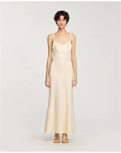 Длинное платье на бретелях, белый Sandro