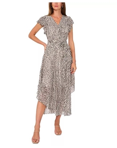 Женское платье миди с асимметричным подолом и рукавами-крылышками, коричневый/бежевый Vince camuto