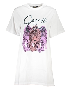 Женское платье-футболка с леопардовым принтом, белый Cavalli class