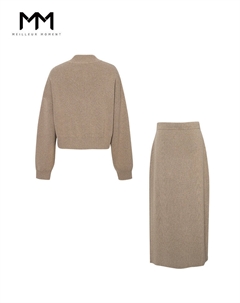 Свитер шерстяной на молнии, коричневый Mai meng