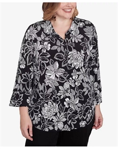 Топ с цветочным принтом Wild at Heart и пуговицами большого размера, мультиколор Alfred dunner