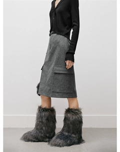 Плиссированная трикотажная юбка средней длины, зеленый Mai meng