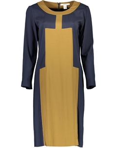 Платье женское из вискозы комбинированное с длинными рукавами, синий Gant