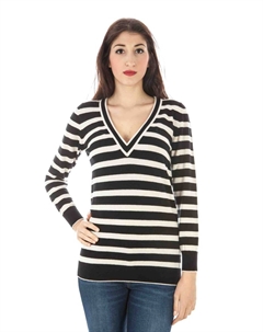 Женский пуловер шерстяной в полоску, черно-белый Fred perry