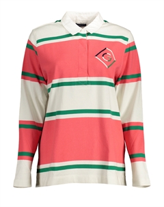 Женская рубашка-поло с длинным рукавом, розовый/белый Gant