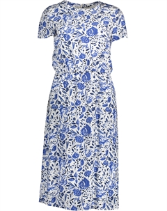 Платье женское длинное с короткими рукавами и цветочным принтом, бело-синий Gant