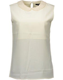 Блузка женская без рукавов шелковая с воротником, белый Gant
