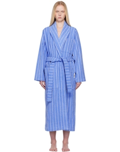 Классический махровый халат синего и белого цвета Tekla