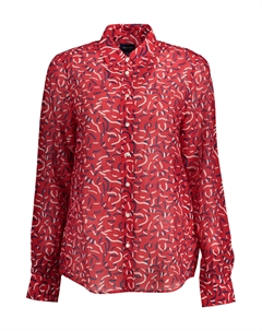 Женская рубашка с длинным рукавом из хлопка и шелка с принтом, красный Gant