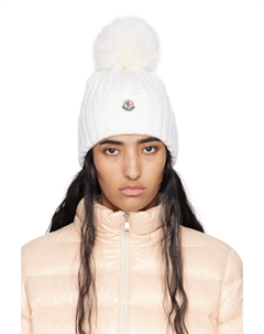 Белая шапка с помпоном Moncler