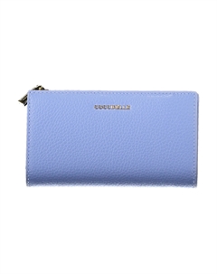 Женский кошелек кожаный с 2 отделениями и логотипом бренда, голубой Coccinelle