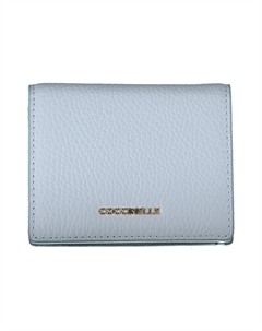 Женский кошелек кожаный с логотипом бренда, голубой Coccinelle