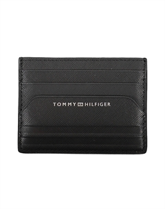 Мужской картхолдер кожаный с логотипом, черный Tommy hilfiger