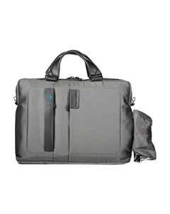 Портфель мужской текстильный с внешним карманом, серый Piquadro