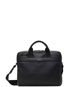 Портфель для документов из черной зернистой искусственной кожи Hugo