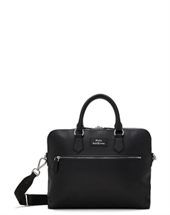 Черный гладкий кожаный портфель для поездок на работу Polo ralph lauren