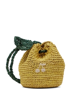 Детская сумка Eleni из рафии желтого и зеленого цвета Bonpoint